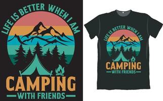 acampar com amigos design de camiseta campista vetor