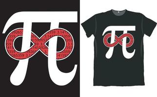 design de camiseta de dia pi símbolo infinito vetor