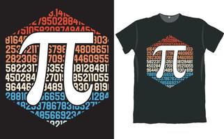 design de camiseta retrô de números pi 3.1415 vetor