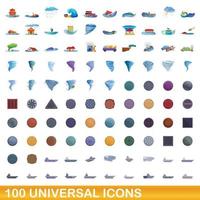 conjunto de 100 ícones universais, estilo cartoon vetor