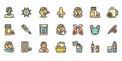 conjunto de ícones da gripe, estilo de contorno vetor