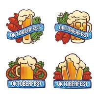 conjunto de logotipo oktoberfest, estilo cartoon vetor