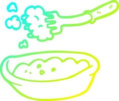 tigela de desenho de desenho de linha de gradiente frio de comida vetor