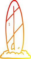 prancha de surf de desenho animado de desenho de linha de gradiente quente vetor