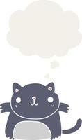 gato de desenho animado e balão de pensamento em estilo retrô vetor