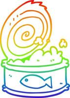 desenho de linha de gradiente de arco-íris comida enlatada de desenho animado vetor