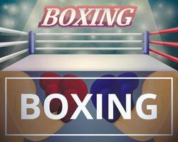 conjunto de banner de ringue de boxe, estilo cartoon vetor