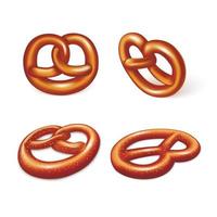 conjunto de ícones de pretzel alemão, estilo realista vetor