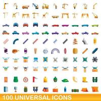 conjunto de 100 ícones universais, estilo cartoon
