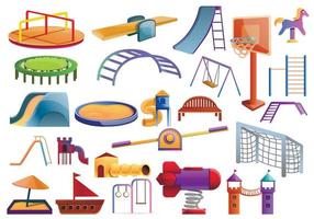 conjunto de ícones de playground infantil, estilo cartoon vetor