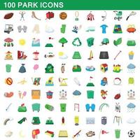 conjunto de 100 ícones do parque, estilo cartoon vetor