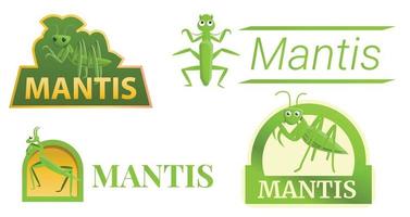 conjunto de logotipo mantis, estilo cartoon vetor