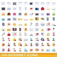 conjunto de 100 ícones da internet, estilo cartoon vetor