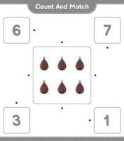 conte e combine, conte o número de saco de pancadas e combine com os números certos. jogo educativo para crianças, planilha para impressão, ilustração vetorial vetor