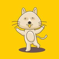 ilustração vetorial de um gato fofo sorrindo feliz com uma pose única vetor