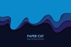 topografia geométrica ondulada de corte de papel ou padrão de gradiente geométrico líquido de corte de papel no vetor eps10 de fundo multicamada azul 3d