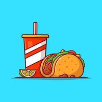 comida mexicana de taco com ilustração de ícone de vetor de desenho animado limonada. comida e bebida ícone conceito isolado vetor premium. estilo de desenho animado plano