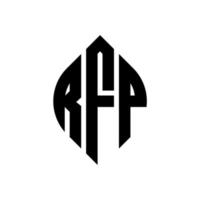 design de logotipo de carta de círculo rfp com forma de círculo e elipse. letras de elipse rfp com estilo tipográfico. as três iniciais formam um logotipo circular. rfp círculo emblema abstrato monograma carta marca vetor. vetor