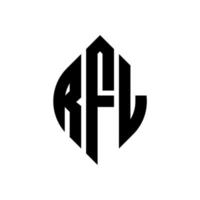 design de logotipo de carta de círculo rfl com forma de círculo e elipse. letras de elipse rfl com estilo tipográfico. as três iniciais formam um logotipo circular. rfl círculo emblema abstrato monograma carta marca vetor. vetor