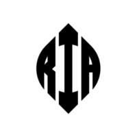 ria design de logotipo de carta círculo com forma de círculo e elipse. ria letras de elipse com estilo tipográfico. as três iniciais formam um logotipo circular. ria círculo emblema abstrato monograma carta marca vetor. vetor