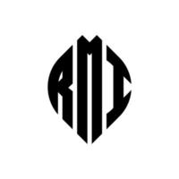 design de logotipo de carta de círculo rmi com forma de círculo e elipse. letras de elipse rmi com estilo tipográfico. as três iniciais formam um logotipo circular. rmi círculo emblema abstrato monograma carta marca vetor. vetor