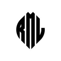 rml design de logotipo de carta de círculo com forma de círculo e elipse. letras de elipse rml com estilo tipográfico. as três iniciais formam um logotipo circular. rml círculo emblema abstrato monograma carta marca vetor. vetor