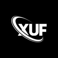 logotipo xuf. letra xuf. design de logotipo de letra xuf. iniciais xuf logotipo ligado com círculo e logotipo monograma em maiúsculas. tipografia xuf para marca de tecnologia, negócios e imóveis. vetor