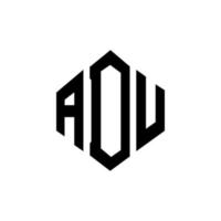 design de logotipo de letra adu com forma de polígono. adu polígono e design de logotipo em forma de cubo. modelo de logotipo de vetor hexágono adu cores brancas e pretas. adu monograma, logotipo de negócios e imóveis.