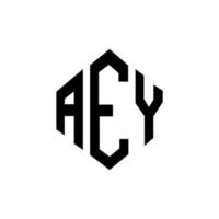 design de logotipo de carta aey com forma de polígono. aey polígono e design de logotipo em forma de cubo. aey modelo de logotipo de vetor hexágono cores brancas e pretas. aey monograma, logotipo de negócios e imóveis.