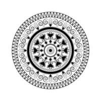 design de mandala de elementos florais preto e branco em ilustração vetorial design gráfico vetor premium