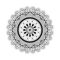 design de mandala de elementos florais preto e branco em ilustração vetorial design gráfico vetor premium