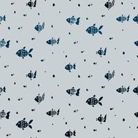 peixe bonito mar padrão silhueta azul doodle. oceano de fundo sem emenda. têxteis para banheiro. scrapbook de papel minimalismo para crianças. vetor