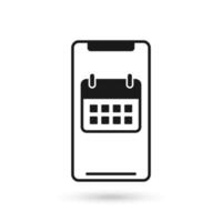 ícone de design plano de telefone celular com ícone de calendário vetor