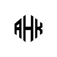design de logotipo de carta ahk com forma de polígono. ahk polígono e design de logotipo em forma de cubo. modelo de logotipo de vetor hexágono ahk cores brancas e pretas. ahk monograma, logotipo de negócios e imóveis.