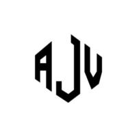 design de logotipo de carta ajv com forma de polígono. polígono ajv e design de logotipo em forma de cubo. modelo de logotipo de vetor hexágono ajv cores brancas e pretas. ajv monograma, logotipo de negócios e imóveis.