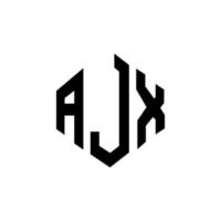 design de logotipo de carta ajx com forma de polígono. ajx polígono e design de logotipo em forma de cubo. modelo de logotipo de vetor hexágono ajx cores brancas e pretas. ajx monograma, logotipo de negócios e imóveis.