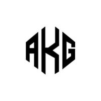 design de logotipo de carta akg com forma de polígono. akg polígono e design de logotipo em forma de cubo. modelo de logotipo de vetor hexágono akg cores brancas e pretas. akg monograma, logotipo comercial e imobiliário.