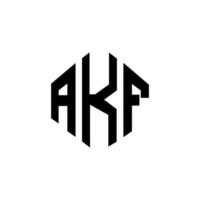 design de logotipo de carta akf com forma de polígono. akf polígono e design de logotipo em forma de cubo. modelo de logotipo de vetor hexágono akf cores brancas e pretas. akf monograma, logotipo de negócios e imóveis.