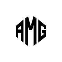 design de logotipo de carta amg com forma de polígono. amg polígono e design de logotipo em forma de cubo. modelo de logotipo de vetor hexágono amg cores brancas e pretas. amg monograma, logotipo de negócios e imóveis.