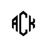 design de logotipo de carta ack com forma de polígono. ack polígono e design de logotipo em forma de cubo. modelo de logotipo de vetor hexágono ack cores brancas e pretas. ack monograma, logotipo de negócios e imóveis.