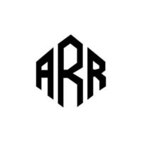 design de logotipo de carta arr com forma de polígono. arr polígono e design de logotipo em forma de cubo. modelo de logotipo de vetor hexágono arr cores brancas e pretas. monograma arr, logotipo de negócios e imóveis.