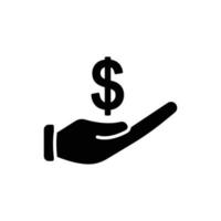 ícone de mão com dólar. adequado para o ícone do empresário, negócios. estilo de ícone sólido, glifo. design simples editável vetor