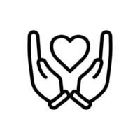 ícone de mão com coração. ícone relacionado ao casamento. estilo de ícone de linha. design simples editável vetor
