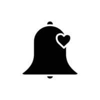 ícone de sino com coração. ícone relacionado ao casamento. estilo de ícone sólido, glifo. design simples editável vetor