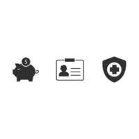 conjunto de ícones de conta poupança de saúde. elementos do vetor de símbolo de pacote de conta poupança de saúde para web infográfico