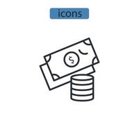 ícones de dinheiro símbolo elementos vetoriais para infográfico web vetor