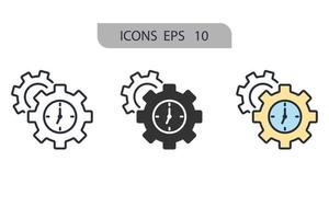 ícones de gerenciamento de tempo simbolizam elementos vetoriais para infográfico web vetor