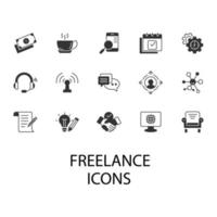 conjunto de ícones freelance. elementos vetoriais de símbolo de pacote freelance para web infográfico vetor