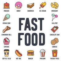 elementos de fast food definir modelo de símbolo de ícone para ilustração em vetor logotipo de coleção de design gráfico e web
