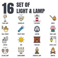 luzes, lâmpada, modelo de símbolo de ícone de conjunto de lâmpada para ilustração em vetor de logotipo de coleção de design gráfico e web